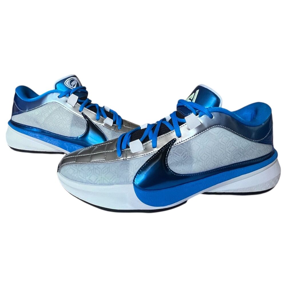 Nike Giannis Zoom Freak 5 Men's Basketball Shoes US 10 Blue Metallic Silver